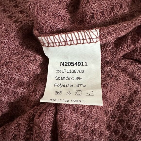 SHEIN Dusty Rose Pink Waffle Knit Asymmetrical Neck Side Slit Top - Picture 11 of 11